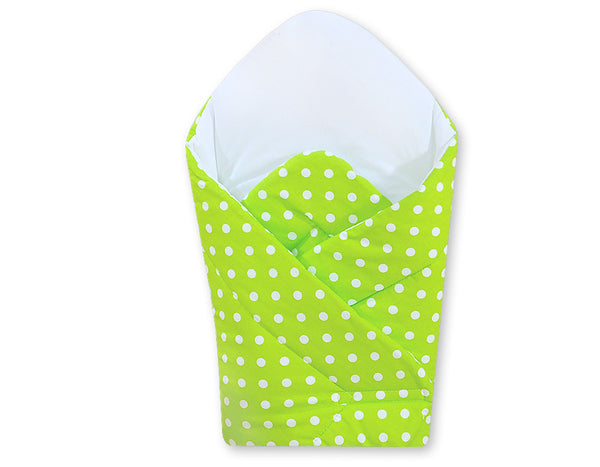 Babynest mit verstärktem Boden - Hanging Hearts white dots on green