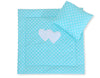 Babydecke 77x77cm und Kissen - Hearts white dots on turquoise