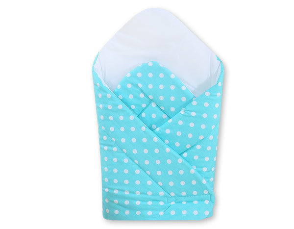 BabyNest mit verstärktem Boden - Hanging Hearts weiße Punkte auf Türkis