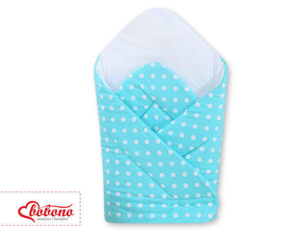 BabyNest mit verstärktem Boden - Hanging Hearts weiße Punkte auf Türkis