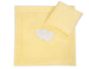 Babydecke 77x77cm und Kissen – Hanging Hearts Yellow Strips