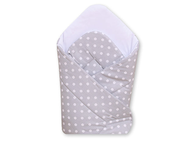 Babynest mit verstärktem Boden - Hanging Hearts white dots on grey