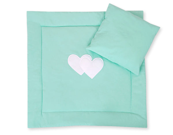 Babydecke 77x77cm und Kissen – Hearts Mint