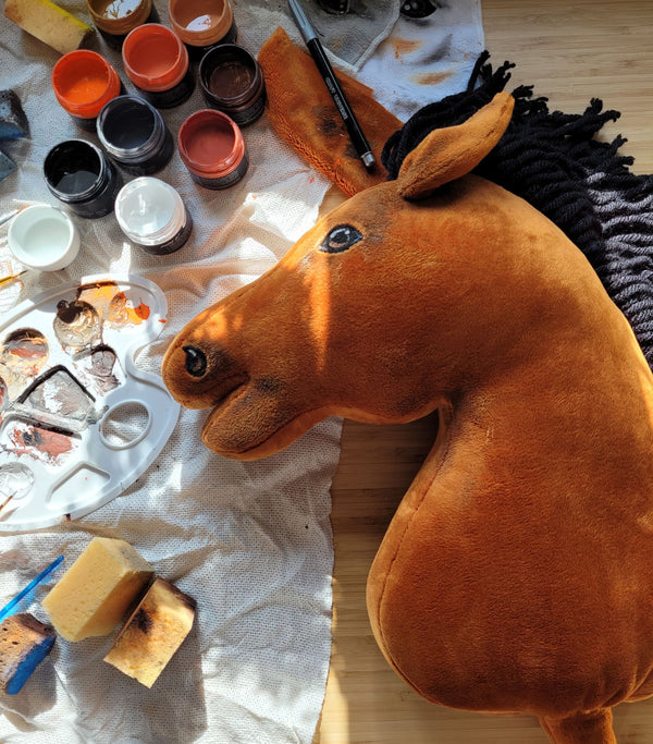 Premium Steckenpferd / Hobby Horse - Hellbraunes Pferd A3