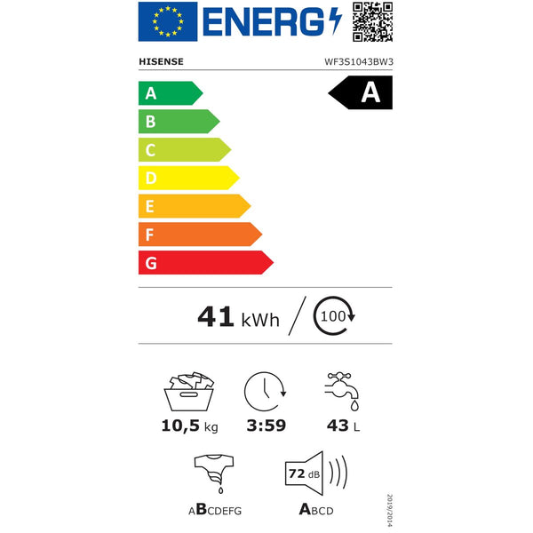 Hisense 10 kg pesukone 1400 rpm Wi-Fi-yhteydellä