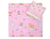 Babydecke 77x77cm und Kissen - Forest animals pink