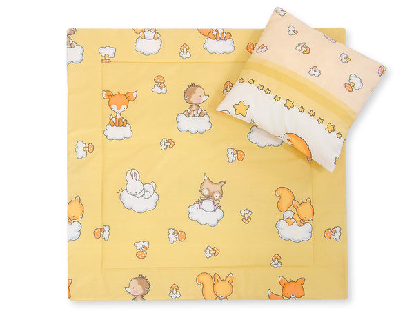 Babydecke 77x77cm und Kissen - Forest animals cream