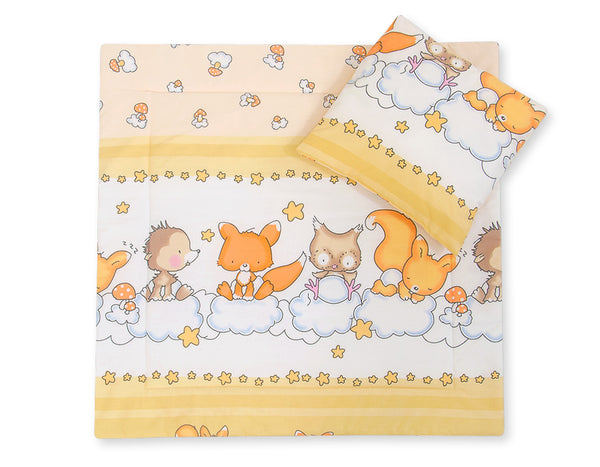 Babydecke 77x77cm und Kissen - Forest animals cream