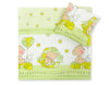 Babydecke 77x77cm und Kissen - Teddybär mit Ballon grün