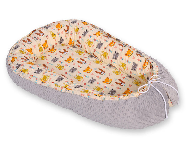 Wendbares Premium Minky Babynest - Cream Animals