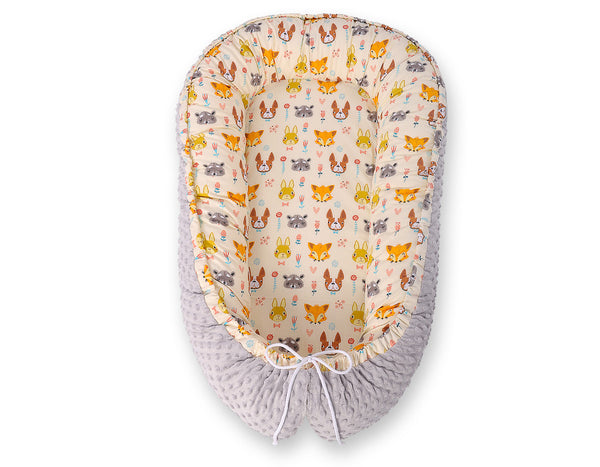 Wendbares Premium Minky Babynest - Cream Animals