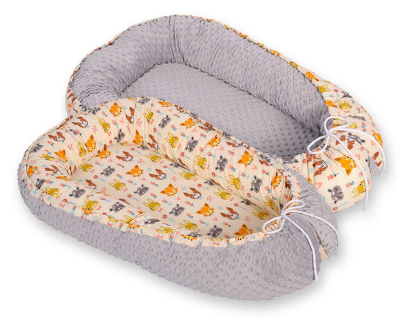 Wendbares Premium Minky Babynest - Cream Animals