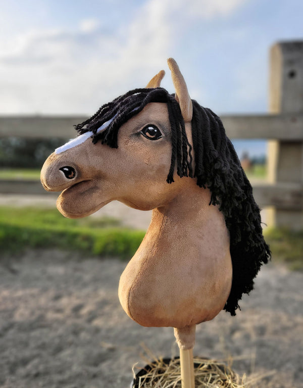 Premium Steckenpferd / Hobby Horse - Buckskin Pferd A3
