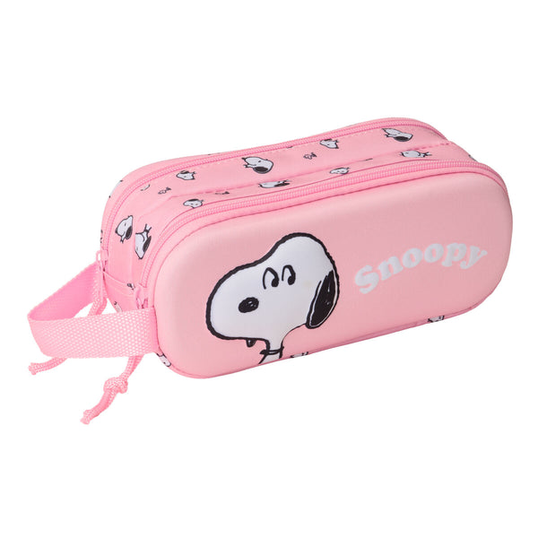 Snoopy kaksilokeroinen pinkki penaali