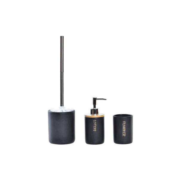 DKD Home Decor Kylpyhuonesetti Musta Bambu