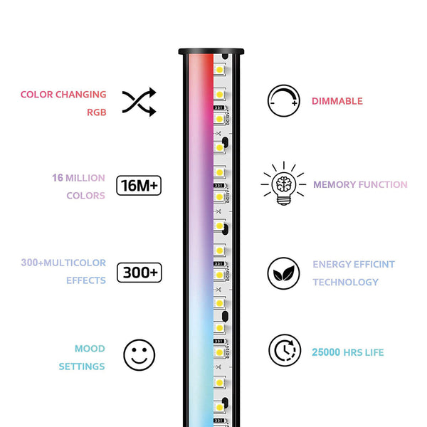 KSIX LED-lattialamppu 12 W, 140 cm, musta