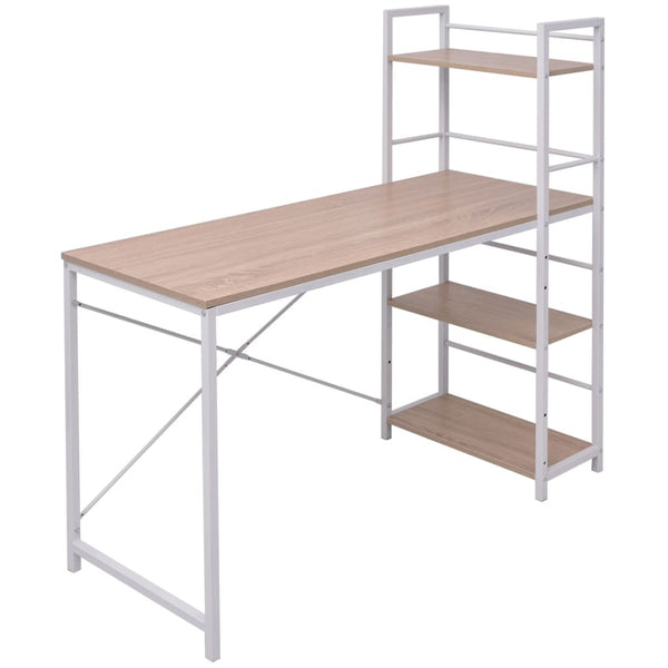Tisch Gerote (mit 4-stöckigem Bücherregal Eiche)