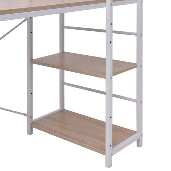 Tisch Gerote (mit 4-stöckigem Bücherregal Eiche)