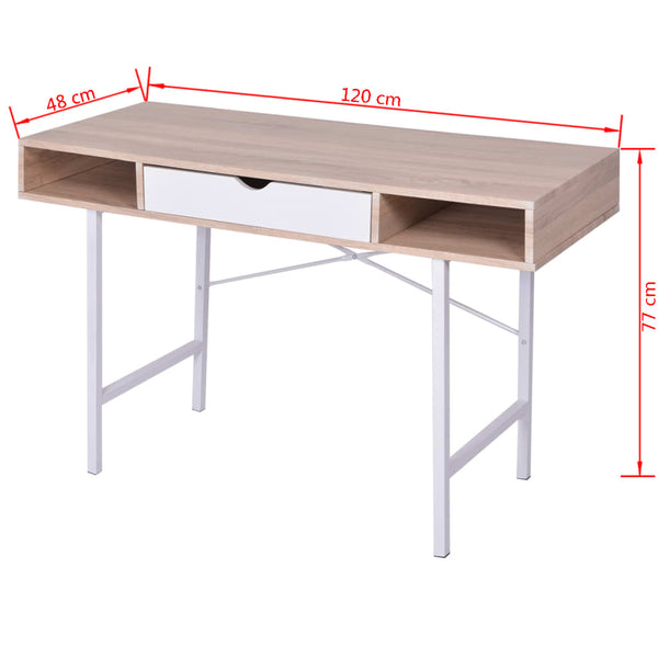 Weißer Tisch mit Schublade Miorel (Eiche)