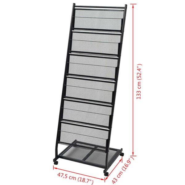 Schwarzer Zeitungsständer Cleonica 47,5x43x133cm (A4)