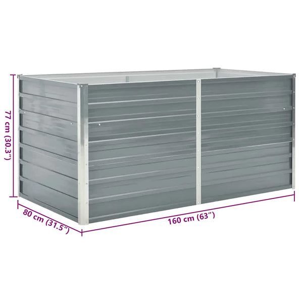 Graues Hochbeet Hareclia 160x80x77cm (verzinkter Stahl)