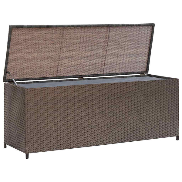 Braune Garten-Aufbewahrungsbox Gioga 120x50x60cm (Polyrattan)