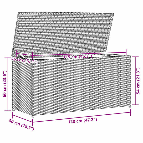 Braune Garten-Aufbewahrungsbox Gioga 120x50x60cm (Polyrattan)