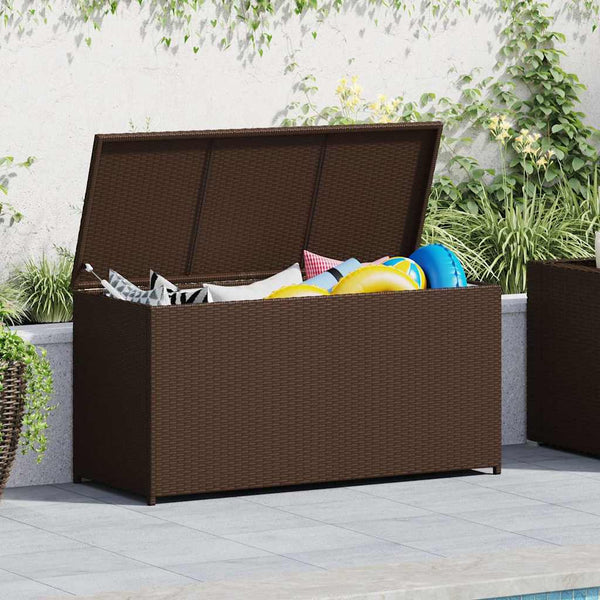Braune Garten-Aufbewahrungsbox Gioga 120x50x60cm (Polyrattan)
