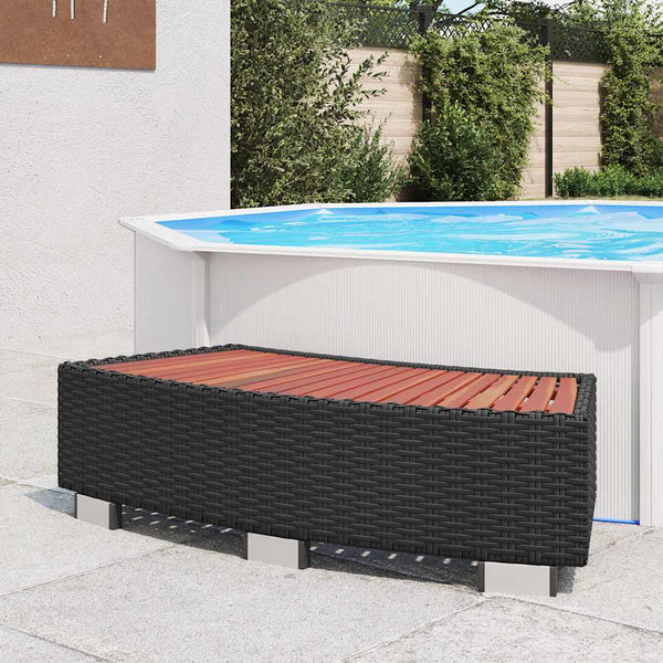 Schwarze Whirlpoolstufe Polyrattan Vuca 92x45x25cm