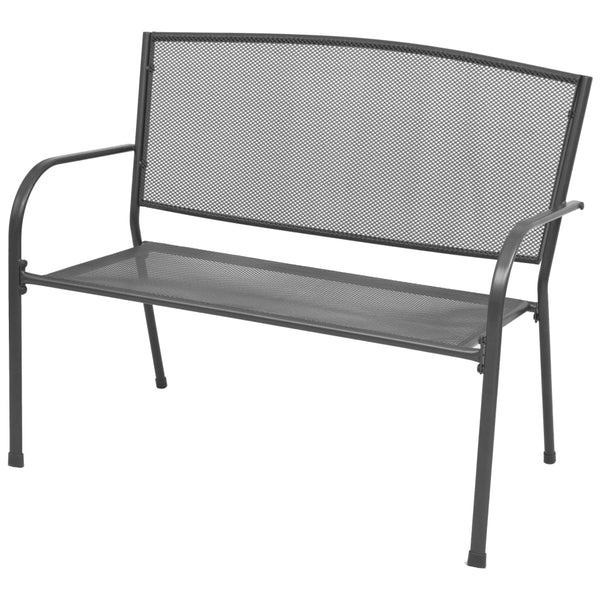 Anthrazitfarbene Gartenbank Bihari 108 cm (Stahl und Netzgewebe)