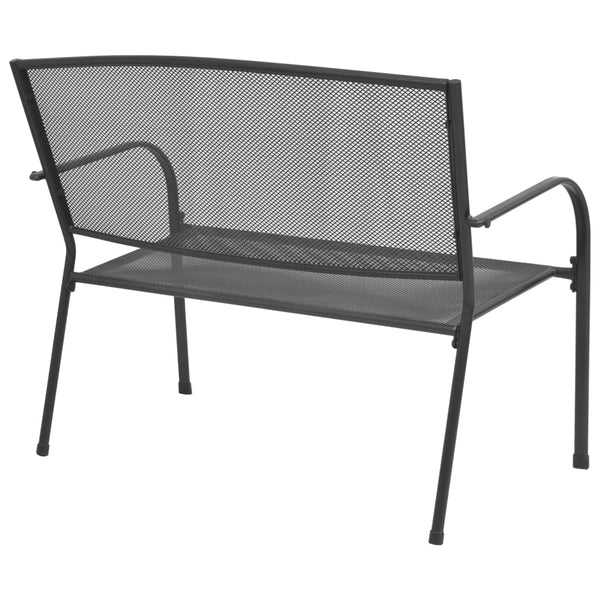 Anthrazitfarbene Gartenbank Bihari 108 cm (Stahl und Netzgewebe)
