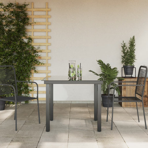Schwarzer Gartentisch Nihat 80x80x74cm (Aluminium und Glas)