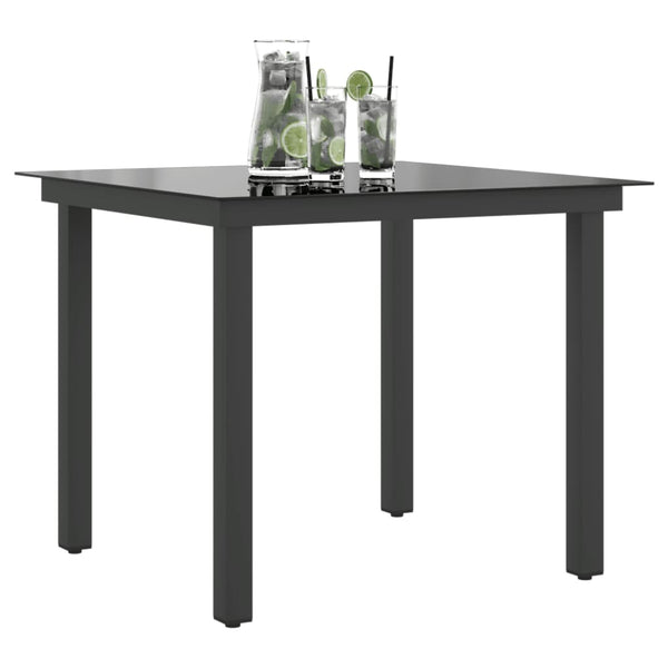 Schwarzer Gartentisch Nihat 80x80x74cm (Aluminium und Glas)