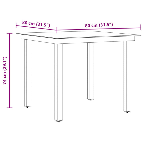 Schwarzer Gartentisch Nihat 80x80x74cm (Aluminium und Glas)