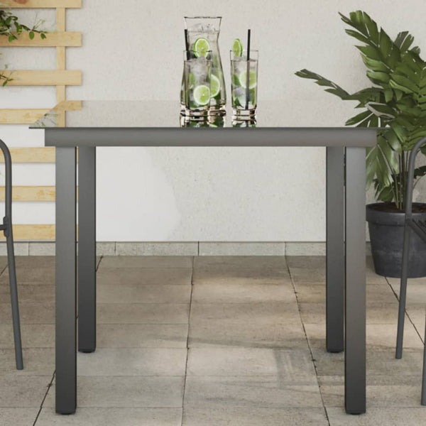 Schwarzer Gartentisch Nihat 80x80x74cm (Aluminium und Glas)