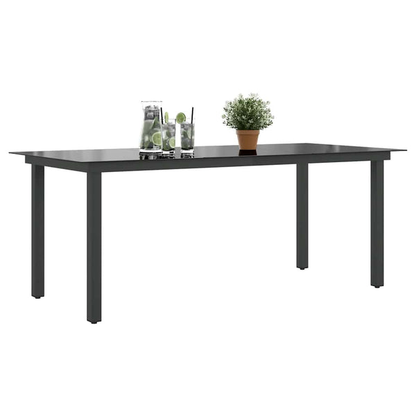 Gartentisch Nihat schwarz 190x90x74cm (Aluminium und Glas)