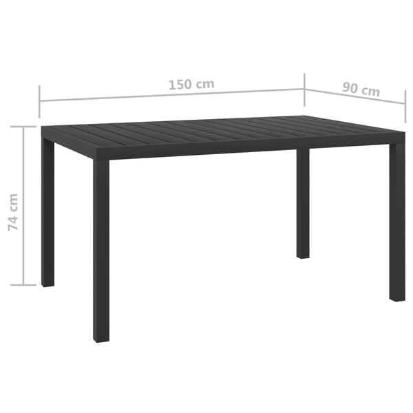 Schwarzer Gartentisch Memery 150x90x74cm (Aluminium und WPC)