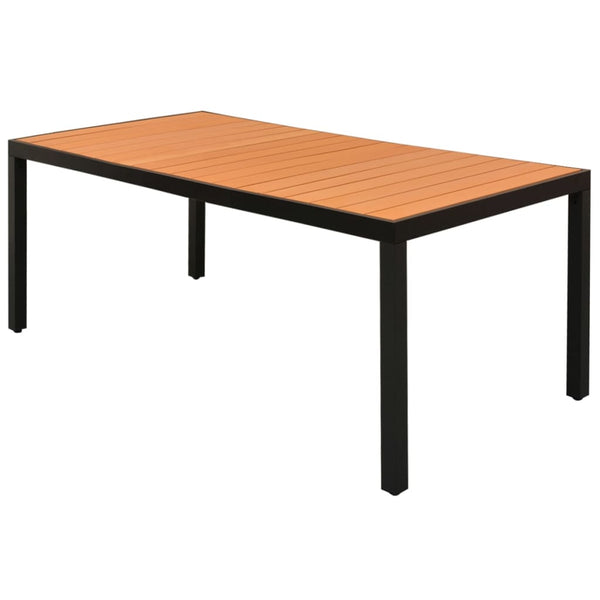 Brauner Gartentisch Rozal 185x90x74cm (Aluminium und WPC)