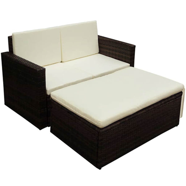 Braune Sirghe Gartenlounge (2-teilig, mit Kissen, Polyrattan)