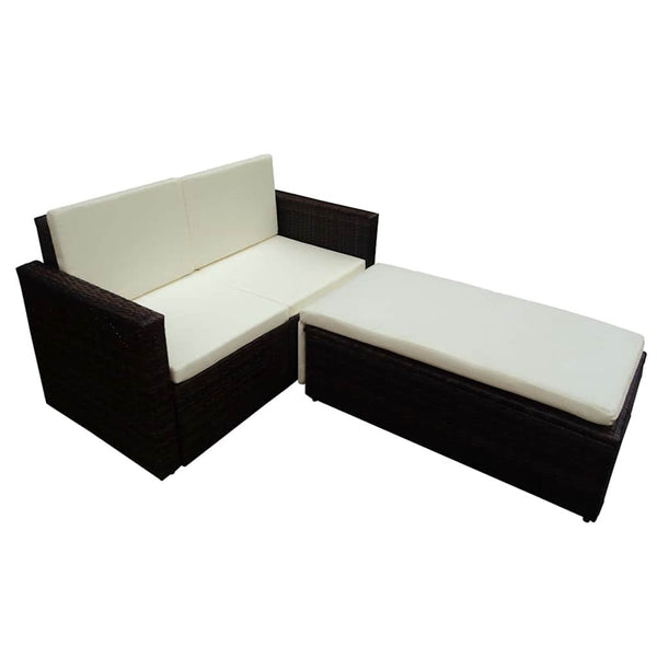 Braune Sirghe Gartenlounge (2-teilig, mit Kissen, Polyrattan)