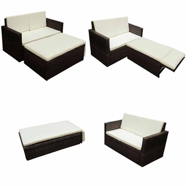 Braune Sirghe Gartenlounge (2-teilig, mit Kissen, Polyrattan)