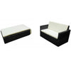 Schwarze Gartenlounge Sirghe (2-teilig, mit Kissen, Polyrattan)
