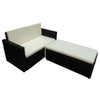 Schwarze Gartenlounge Sirghe (2-teilig, mit Kissen, Polyrattan)