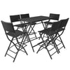 Schwarze klappbare Essgruppe Ioasif (7-teilig, Polyrattan)