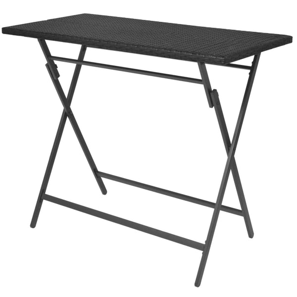 Schwarze klappbare Essgruppe Ioasif (7-teilig, Polyrattan)