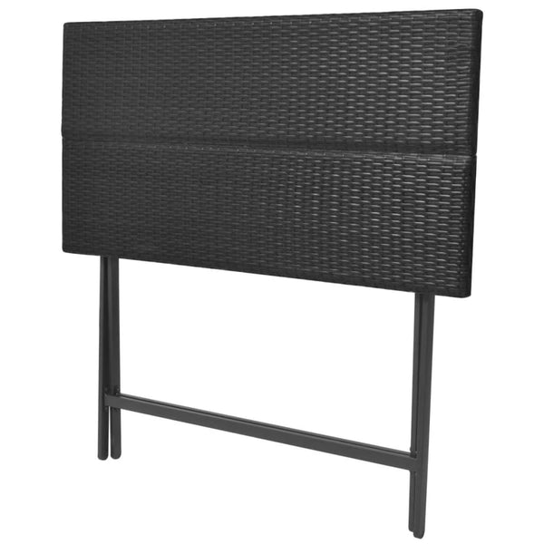 Schwarze klappbare Essgruppe Ioasif (7-teilig, Polyrattan)