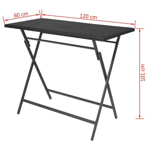 Schwarze klappbare Essgruppe Ioasif (7-teilig, Polyrattan)