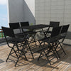 Schwarze klappbare Essgruppe Ioasif (7-teilig, Polyrattan)
