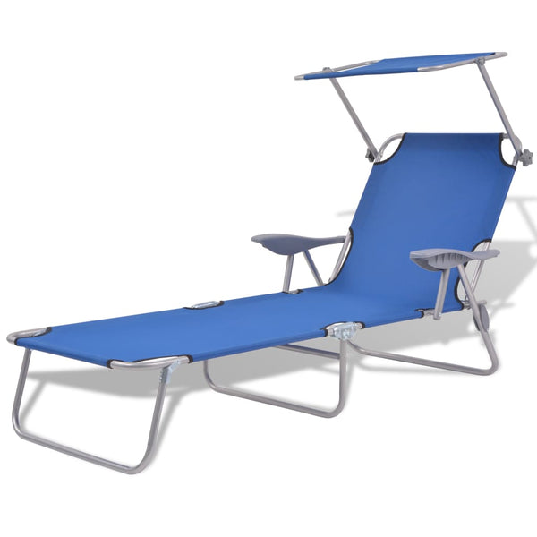 Dionis blaues Sonnenbett mit Überdachung (Stahl)