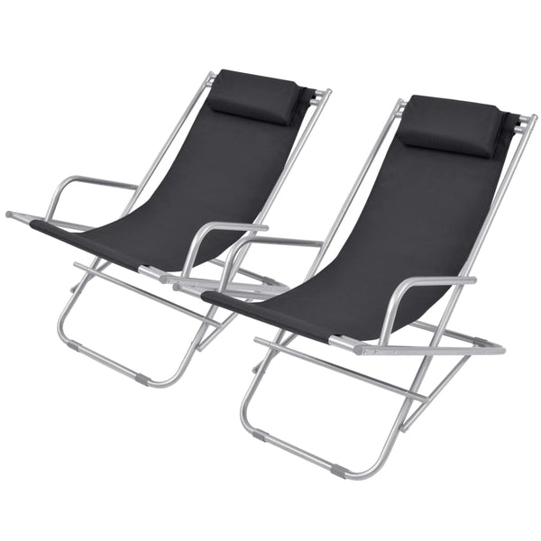 Schwarze neigbare Strandstühle Octavia (2 Stk. Stahl)